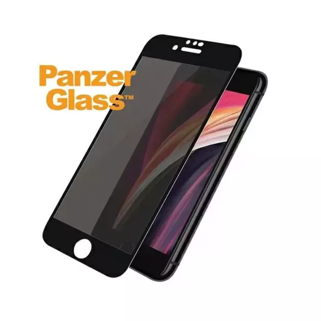 PanzerGlass E2E Super+ privacy tempered glass for iPhone 6 / 6s / 7 / 8 / SE 2020 / SE 2022 - with black frame 1