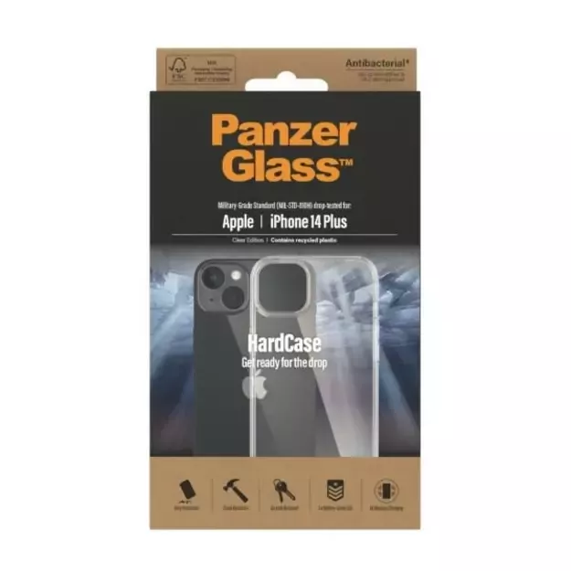 PanzerGlass HardCase Antibacterial Military Grade Certified Case for iPhone 14 Plus / 15 Plus - Transparent 4