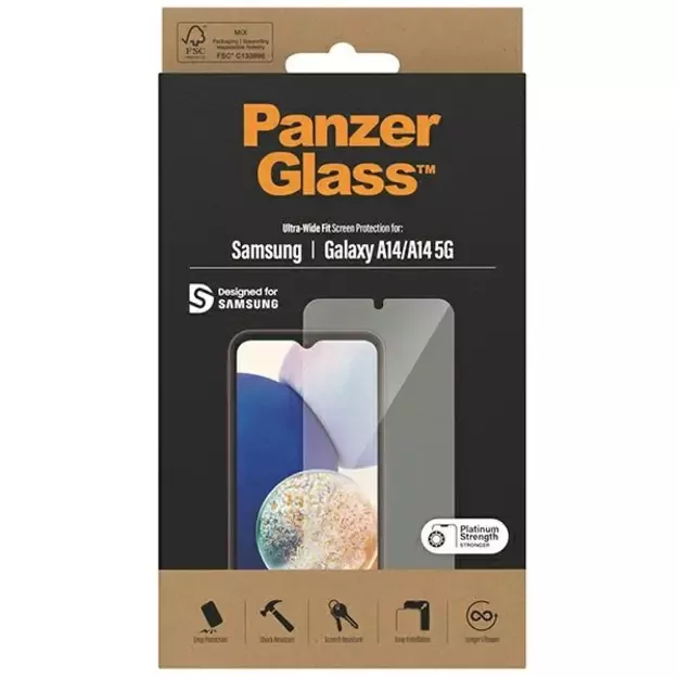PanzerGlass Ultra-Wide Fit Tempered Glass for Samsung Galaxy A14 5G / A14 4