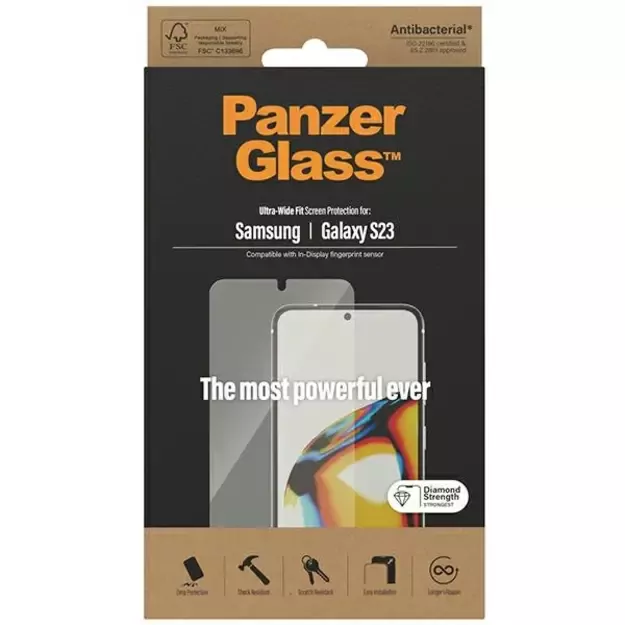 PanzerGlass Ultra-Wide Fit tempered glass for Samsung Galaxy S23 4