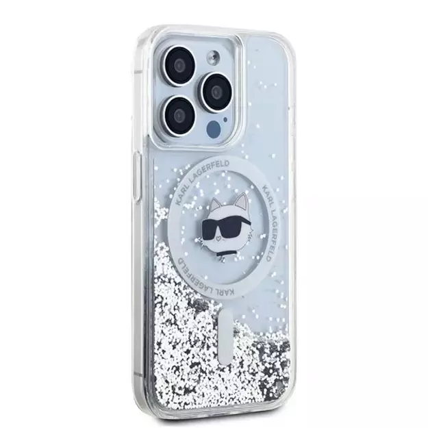 Karl Lagerfeld Liquid Glitter Choupette Head MagSafe case for iPhone 14 Pro - transparent 9