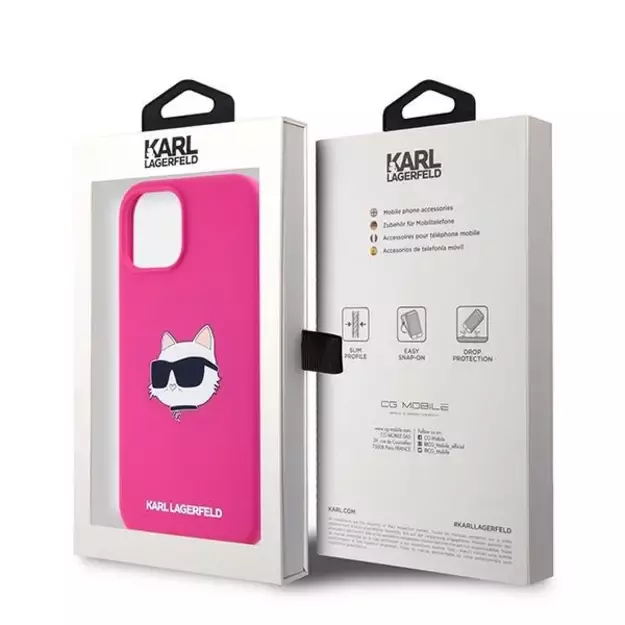 Karl Lagerfeld Silicone Choupette Head MagSafe Case for iPhone 15 Plus / 14 Plus - Pink 14