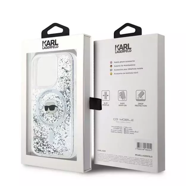 Karl Lagerfeld Liquid Glitter Karl Head MagSafe case for iPhone 15 Pro Max - transparent 14