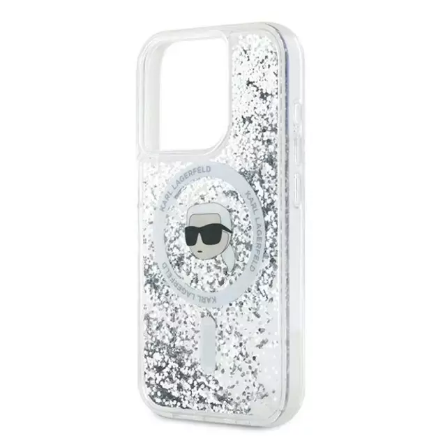 Karl Lagerfeld Liquid Glitter Karl Head MagSafe case for iPhone 15 Pro Max - transparent 12
