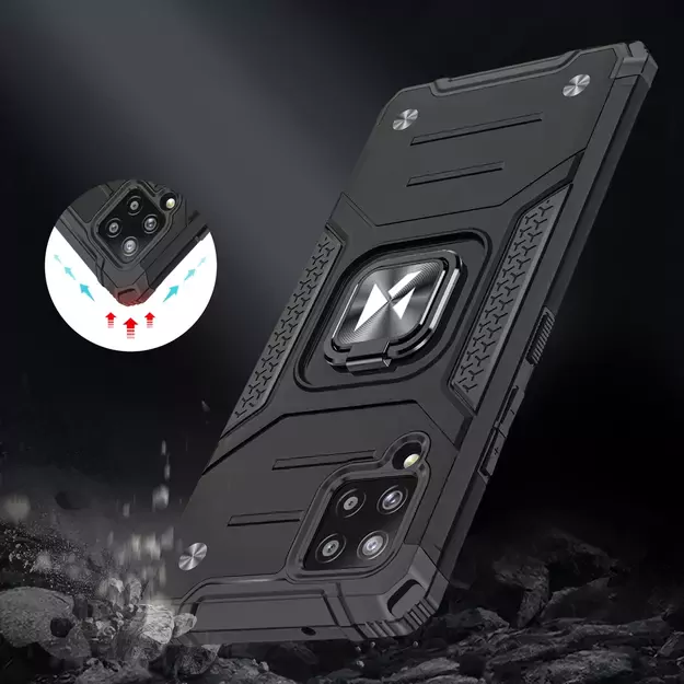 Wozinsky Ring Armor Case Kickstand Tough Rugged Cover for Samsung Galaxy A42 5G pink 5