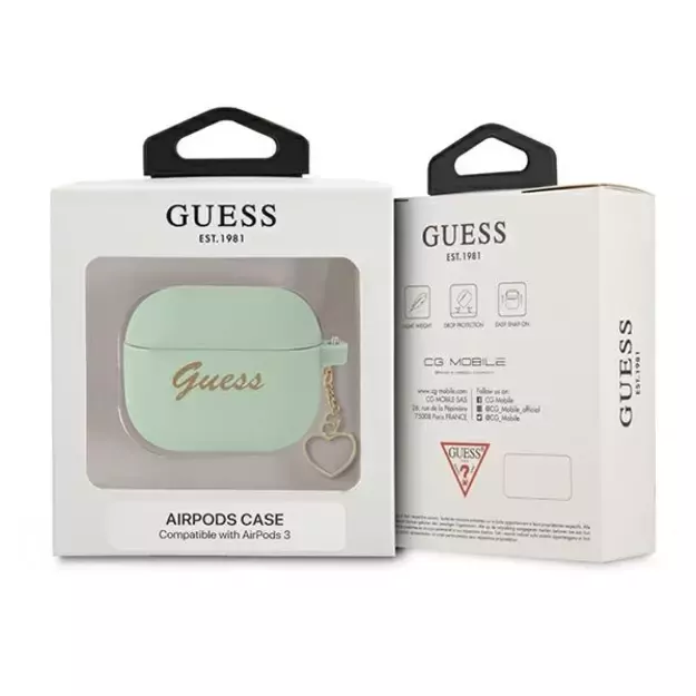 Guess GUA3LSCHSN AirPods 3 cover green/green Silicone Charm Heart Collection 2