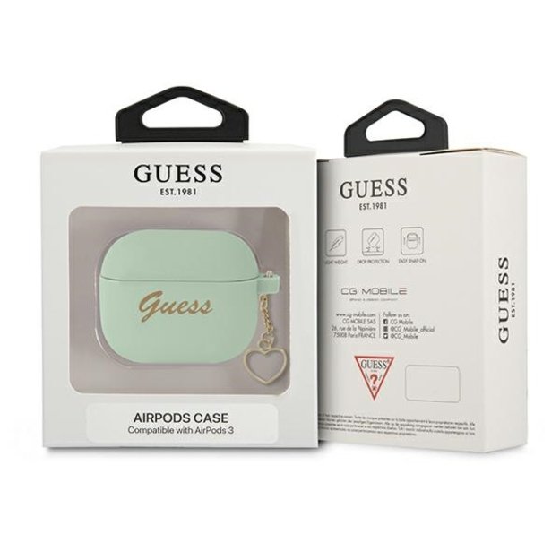 Guess GUA3LSCHSN AirPods 3 cover green/green Silicone Charm Heart Collection 4