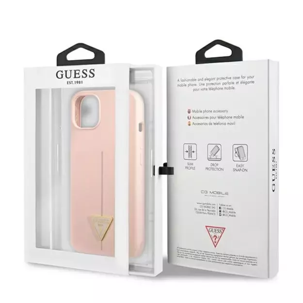 Guess GUHCP13SSLTGP iPhone 13 mini 5.4&quot  pink/pink hardcase Silicone Triangle 14
