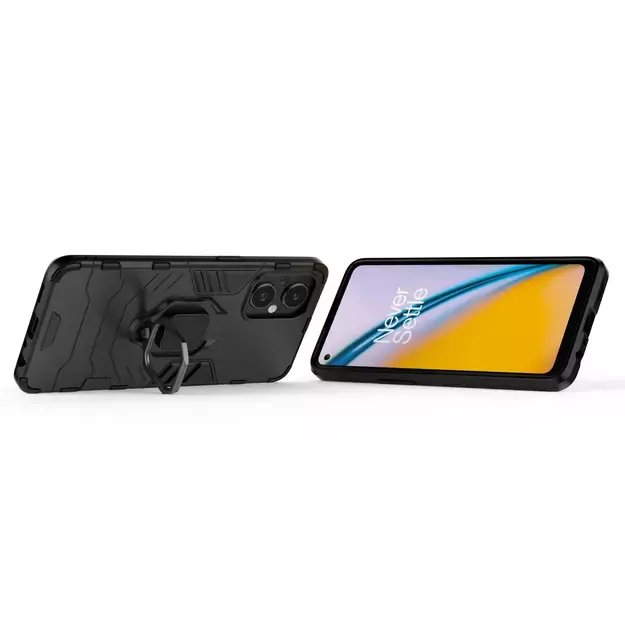 Ring Armor tough hybrid case cover + magnetic holder for OnePlus Nord N20 5G black 16