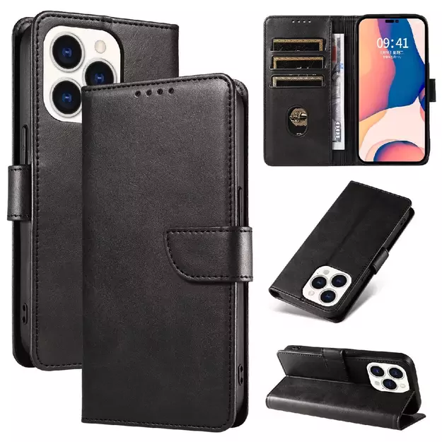 Leather Book Case for iPhone 16 Pro - black 7