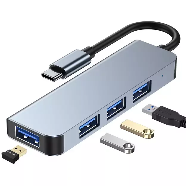 HUB Tech-Protect V1 4in1 USB-C - 3x USB-A 2.0 / USB-A 3.0 - gray 16