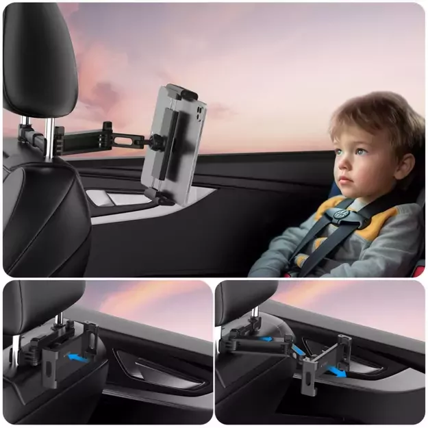 Tech-Protect V1 Telescopic Car Headrest Phone Holder - Black 16
