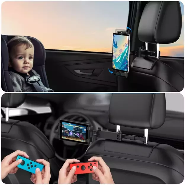 Tech-Protect V1 Telescopic Car Headrest Phone Holder - Black 15