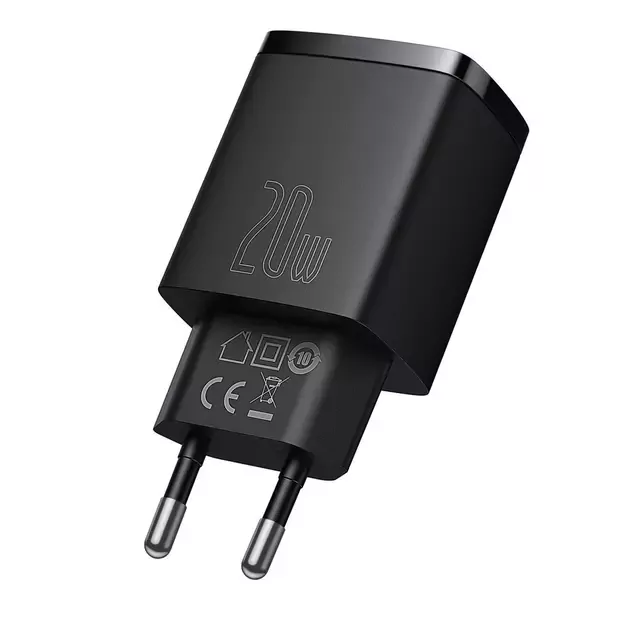Baseus Compact fast charger USB / USB Type C 20W 3A Power Delivery Quick Charge 3.0 black (CCXJ-B01) 2