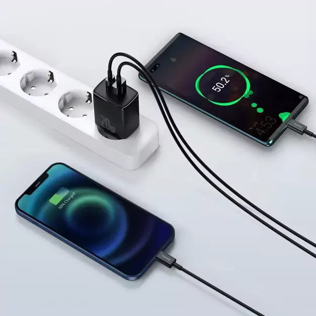 Baseus Compact fast charger USB / USB Type C 20W 3A Power Delivery Quick Charge 3.0 black (CCXJ-B01) 7