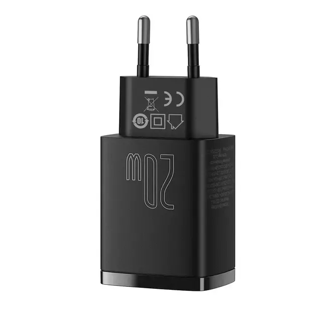 Baseus Compact fast charger USB / USB Type C 20W 3A Power Delivery Quick Charge 3.0 black (CCXJ-B01) 3