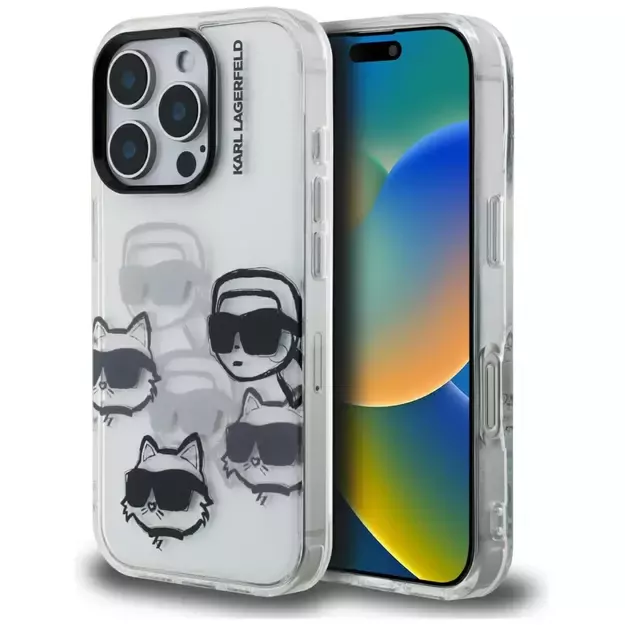 Karl Lagerfeld IML Multi K&amp C Head Pattern Case for iPhone 16 Pro - Clear