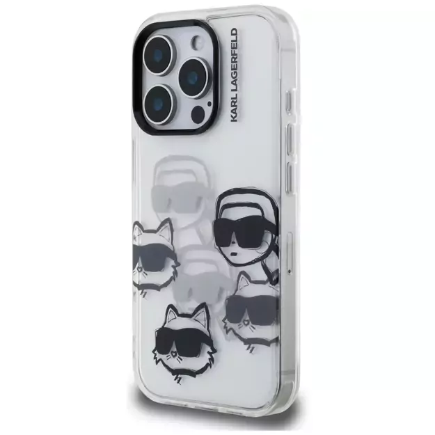 Karl Lagerfeld IML Multi K&amp C Head Pattern Case for iPhone 16 Pro - Clear 1