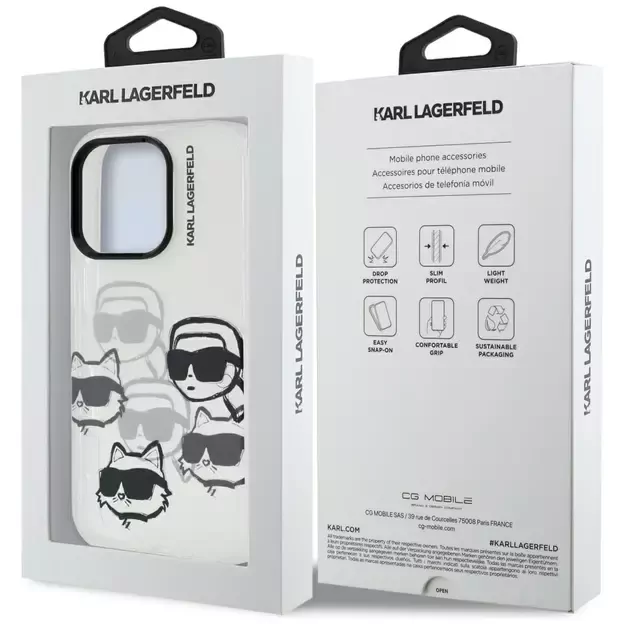 Karl Lagerfeld IML Multi K&amp C Head Pattern Case for iPhone 16 Pro - Clear 7