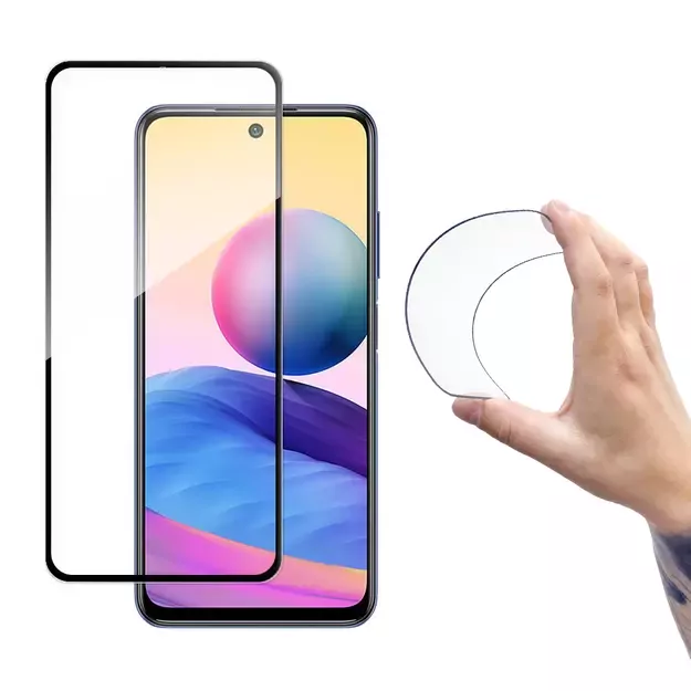 Wozinsky Full Cover Flexi Nano Glass Hybrid Screen Protector with frame for Xiaomi Redmi Note 10 5G black