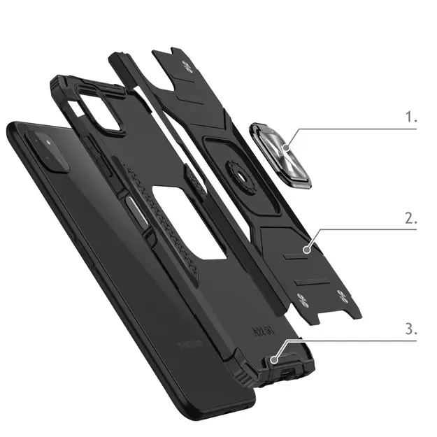 Wozinsky Ring Armor Case Kickstand Tough Rugged Cover for Samsung Galaxy A22 4G red 2