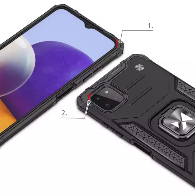 Wozinsky Ring Armor Case Kickstand Tough Rugged Cover for Samsung Galaxy A22 4G red 1