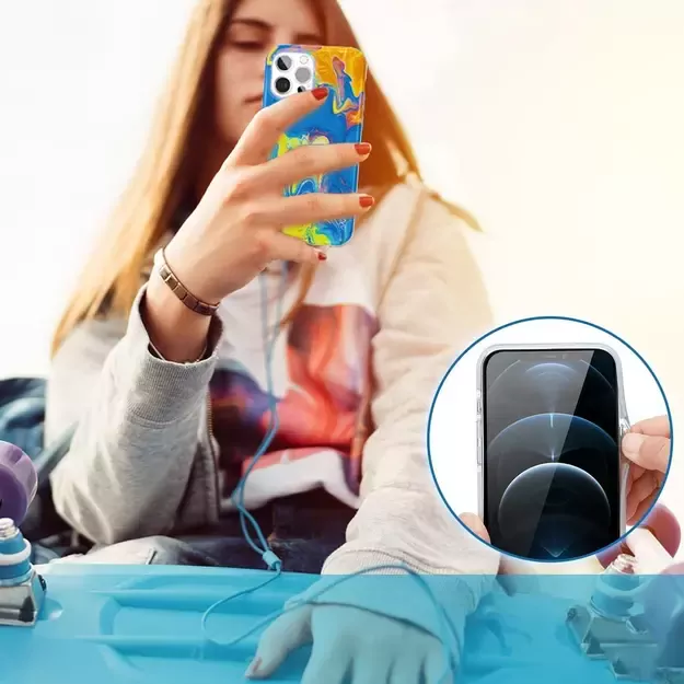 Kingxbar Watercolor Series color case for iPhone 12 Pro Max yellowblue 7