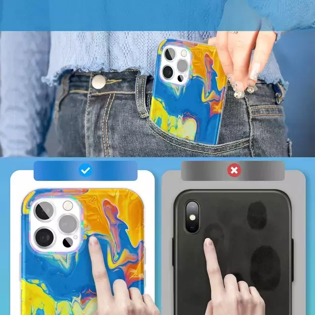 Kingxbar Watercolor Series color case for iPhone 12 Pro Max yellowblue 2