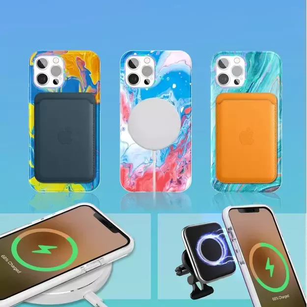 Kingxbar Watercolor Series color case for iPhone 12 Pro Max yellowblue 6