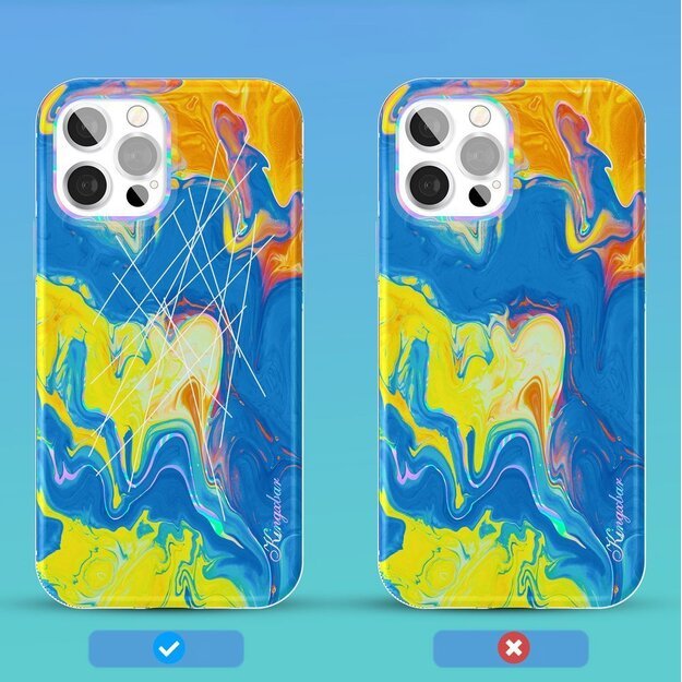 Kingxbar Watercolor Series color case for iPhone 12 Pro Max yellowblue 8
