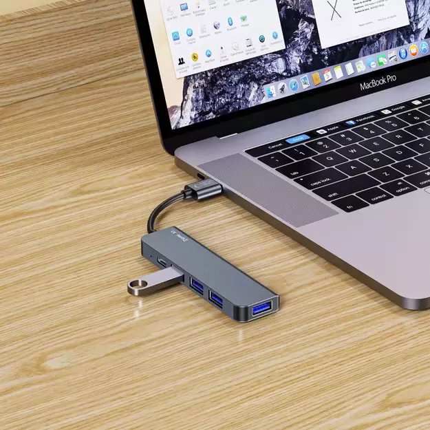HUB Tech-Protect V0 5in1 USB-A - USB-A 3.0 / 3x USB-A 2.0 / USB-C - gray 4