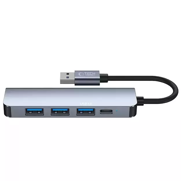 HUB Tech-Protect V0 5in1 USB-A - USB-A 3.0 / 3x USB-A 2.0 / USB-C - gray 1