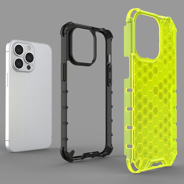 Honeycomb Case armor cover with TPU Bumper for iPhone 13 Pro red 18
