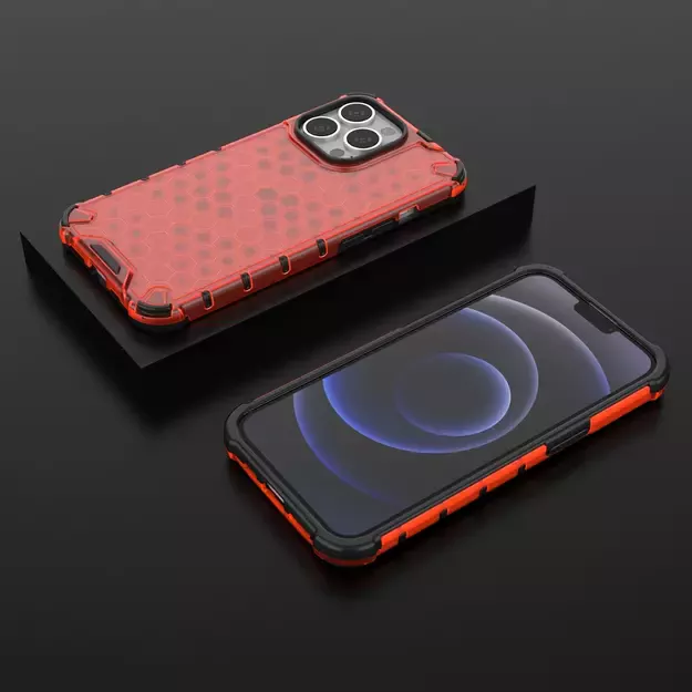 Honeycomb Case armor cover with TPU Bumper for iPhone 13 Pro red 12