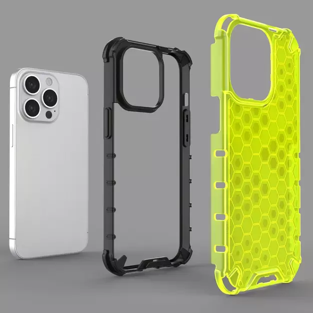 Honeycomb Case armor cover with TPU Bumper for iPhone 13 Pro red 5