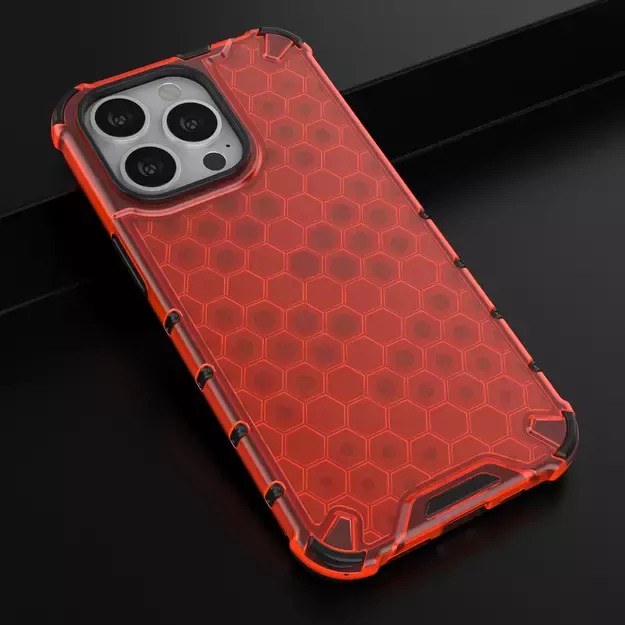 Honeycomb Case armor cover with TPU Bumper for iPhone 13 Pro red 13