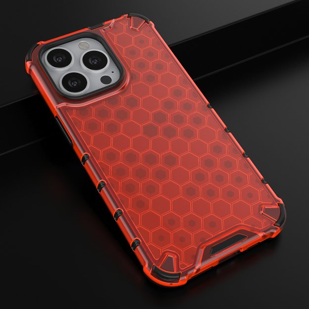 Honeycomb Case armor cover with TPU Bumper for iPhone 13 Pro red 26