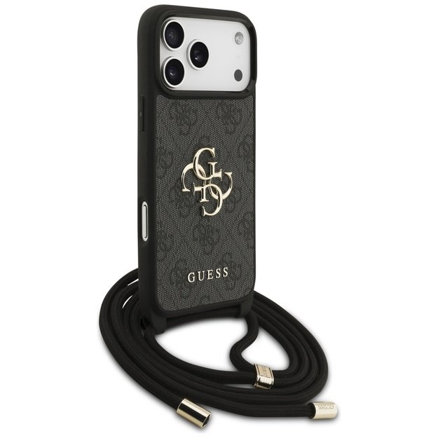 Guess 4G Big Logo Cord Stap Crossbody Case for iPhone 17 Pro Max - Black 2