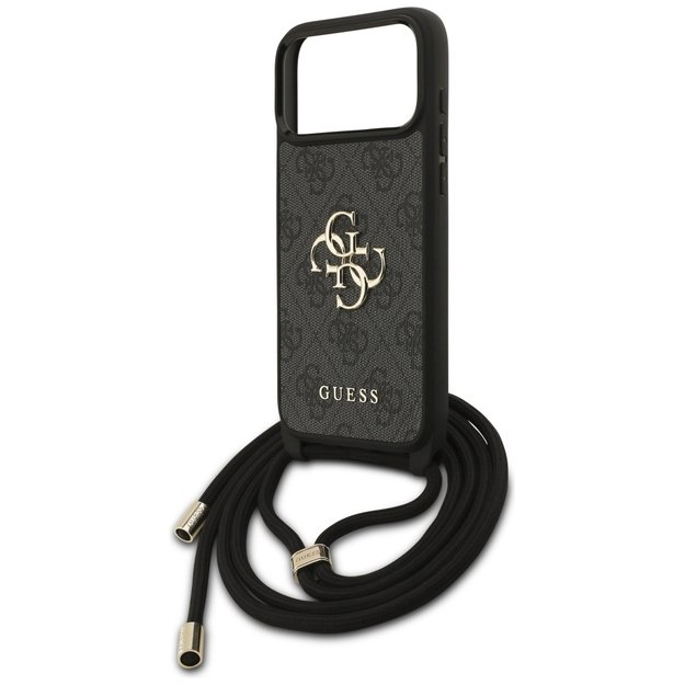 Guess 4G Big Logo Cord Stap Crossbody Case for iPhone 17 Pro Max - Black 4