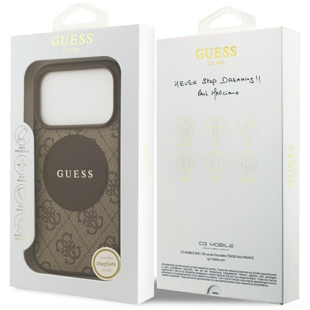 Guess 4G Circle Classic Logo MagSafe case for iPhone 17 Pro - brown 7