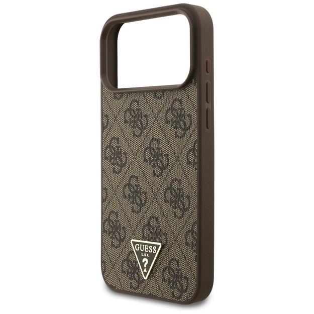 Guess 4G Strap Triangle Logo MagSafe Case for iPhone 17 Pro Max - Brown 5