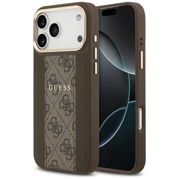 Guess 4G Stripe MagSafe case for iPhone 17 Pro Max - brown