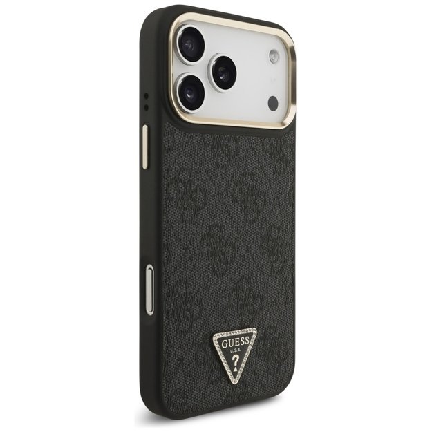 Guess 4G Triangle Logo MagSafe Case for iPhone 17 Pro Max - Black and Gold 3