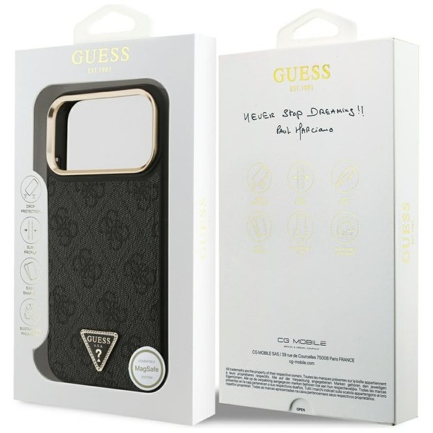 Guess 4G Triangle Logo MagSafe Case for iPhone 17 Pro Max - Black and Gold 7