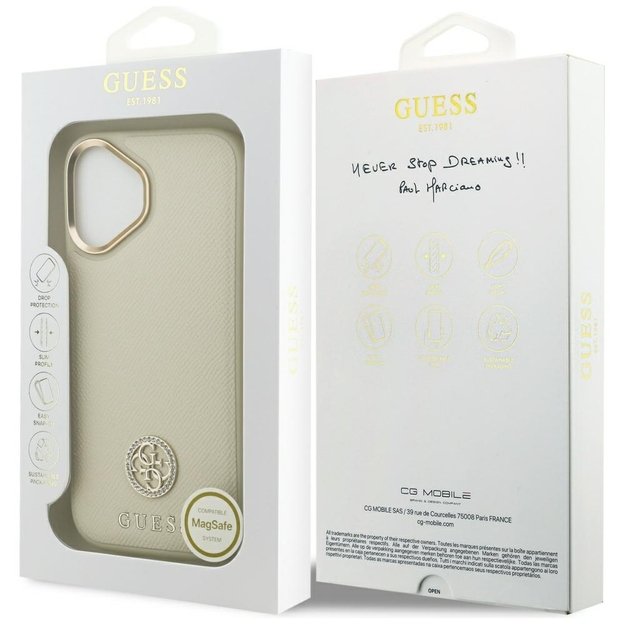 Guess Grained Strass Logo MagSafe case for iPhone 17 - beige 7