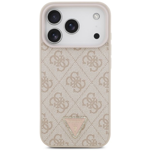 Guess Leather 4G Triangle Strass MagSafe Case for iPhone 17 Pro - Pink 2