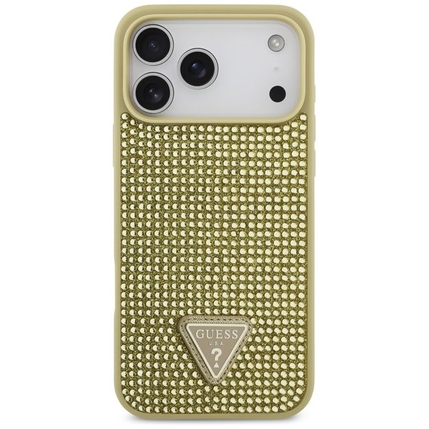 Guess Rhinestone Triangle Logo Case for iPhone 17 Pro Max - Gold 2