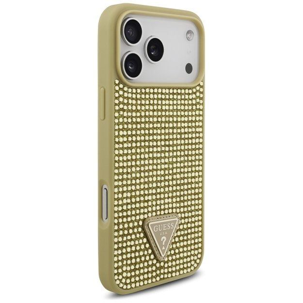 Guess Rhinestone Triangle Logo Case for iPhone 17 Pro Max - Gold 3