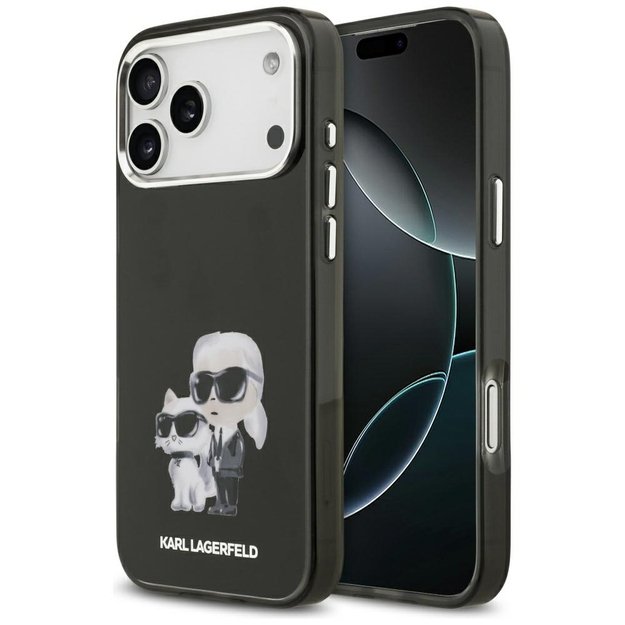 Karl Lagerfeld IML Aquarelle Karl &amp  Choupette &amp  Logo MagSafe Case for iPhone 17 Pro Max - Black