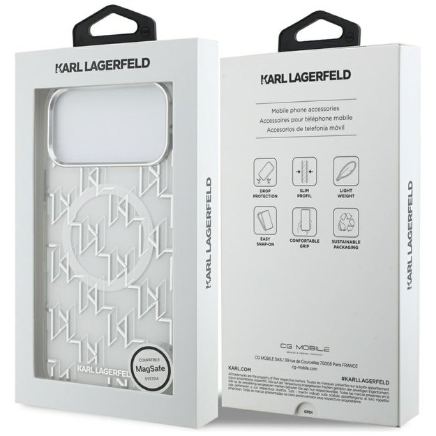 Karl Lagerfeld IML KL Monogram MagSafe Case for iPhone 17 Pro Max - White 7